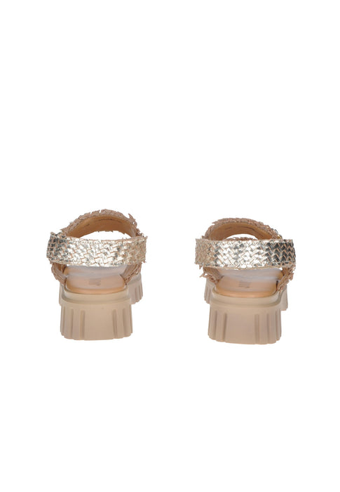 Sandalo Jeannie In Pelle Intrecciata Janet E Janet Cinturino Regolabile Sottopiede Imbottito 5 Cm Para Alta