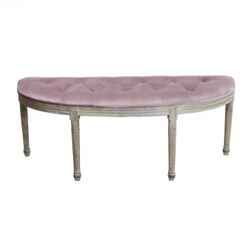 Panca in legno rivestita velluto rosa 125x45x48 cm peso 7,7 kg