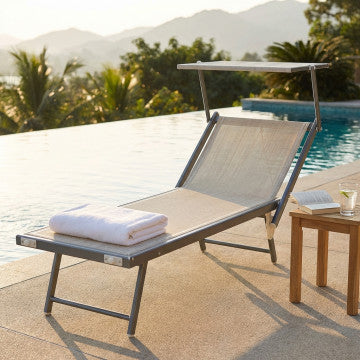 Lettino Rimini Alluminio Blu Regolabile 183x61x38h cm