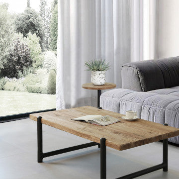 Tavolino in legno di pino riciclato 135x74,5x40 cm marrone