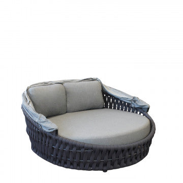 Conchiglia in alluminio wicker antracite con cuscino 15 cm grigio