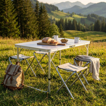 Set tavolo pieghevole alluminio con 4 sgabelli fabric oxford