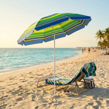 Ombrellone spiaggia diametro 180 cm palo metallo 22 mm altezza 2 m