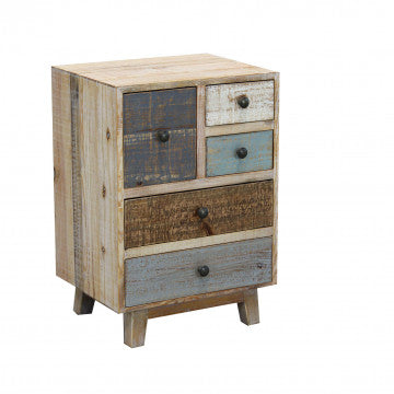 Mobile con 5 cassetti in legno colorato, dimensioni 45x35x64 cm