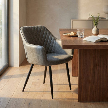Poltrona struttura metallo seduta schienale ecopelle grigia 56x60x87cm