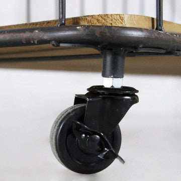 Mobile in ferro e legno con 3 ripiani, 104x36x93 cm, truciolare