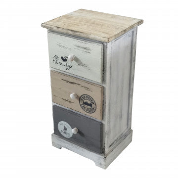 Mobiletto in legno con 3 cassetti - 29x25x56 cm