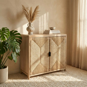 Mobiletto 2 ante in legno polywood e paulownia 74x35x70,5 cm