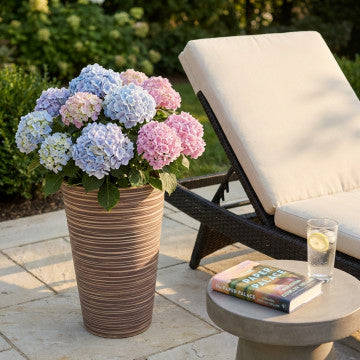 Vaso grande in fibra sintetica diametro 41 cm altezza 60 cm colore taupe