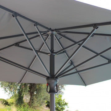 Ombrellone fisso struttura alluminio telo PVC grigio 395x395 cm