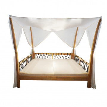 Gazebo letto in teak con cuscini, 210x200x30 cm, peso 95 kg