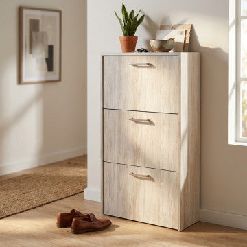 Scarpiera a ribalta in truciolare bilaminato pino, 59x25x105 cm