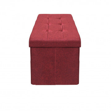Pouf contenitore rettangolare in tessuto bordeaux 76x38x38 cm