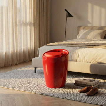 Sgabello pouf in ABS con cuscino ecopelle, rosso, 3 kg