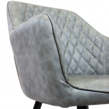 Poltrona struttura metallo seduta schienale ecopelle grigia 56x60x87cm