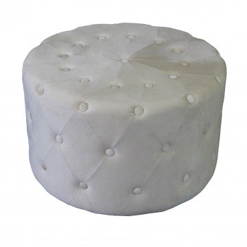 Pouf rotondo in velluto beige diametro 67 cm altezza 41 cm
