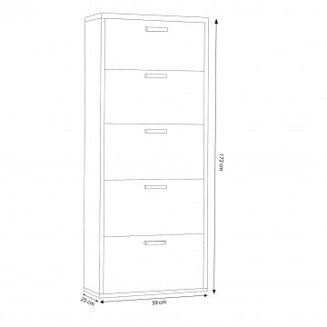 Scarpiera Molly 5 Ante Pino Chiaro 59x25x172h cm