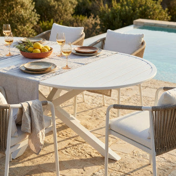 Tavolo rotondo allungabile in alluminio verniciato 150/204 cm diametro