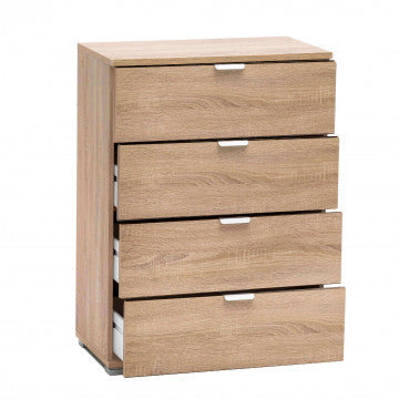 Cassettiera 4 cassetti in truciolare bilaminato marrone chiaro 60x38x85