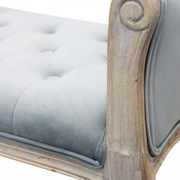 Panca in legno rivestimento velluto grigio 113 x 48 x 45-60 cm