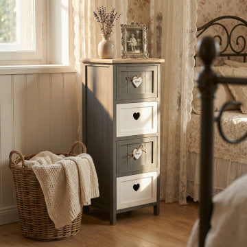 Mobiletto in legno con 4 cassetti, dimensioni 30x27,5x81 cm