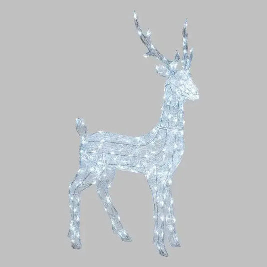 Renna 3D H105 con 180 LED bianco, decorazione natalizia luminosa in acrilico per esterni, by Hobby Shop Solution