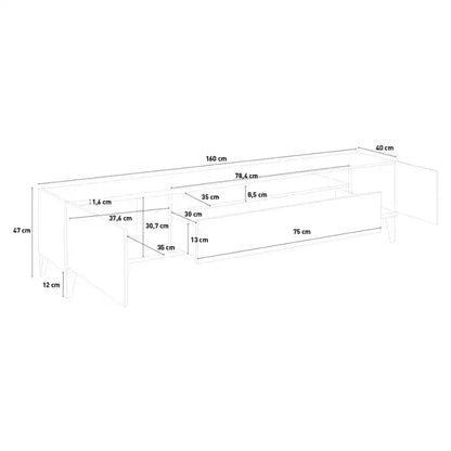 Porta TV Sunrise Bianco Lucido - 160 x 40 x 47 cm Porta tv Italy Web forniture   