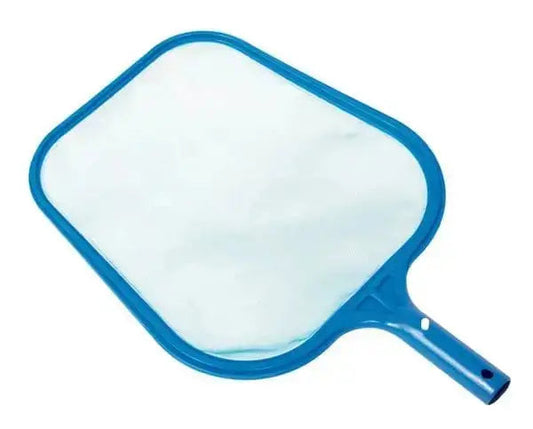 Retino di superficie standard per piscine con rete a maglia fine e telaio blu, compatibile con aste da 30mm per la pulizia dell'acqua.
