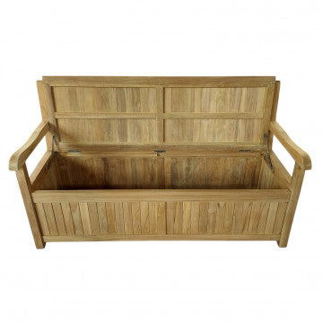 Panca con contenitore in teak, 160x64x92 cm, marrone chiaro