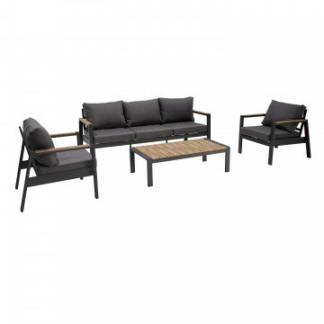 Salotto 3 pezzi alluminio verniciato cuscini poliestere 12 cm