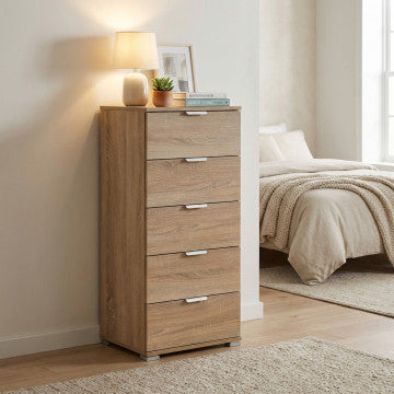 Mobiletto in truciolare bilaminato con 5 cassetti, dimensioni 45x38x103 cm