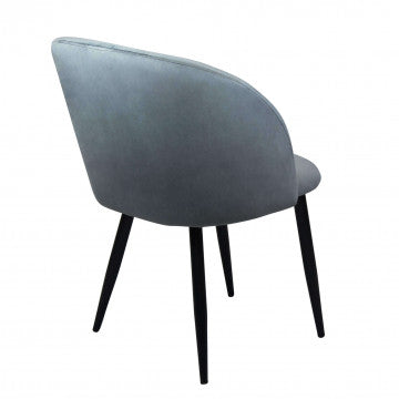 Poltrona struttura metallo seduta schienale velluto grigio 50x50x76