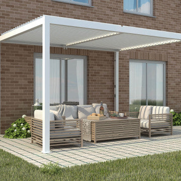 Pergola Bioclimatica Alluminio Bianco 4x4 m Lamelle Orientabili