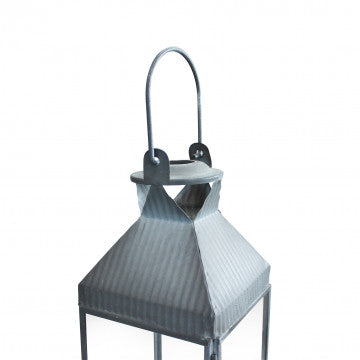 Lanterna Harmony Grande Metallo e Vetro Grigio 11x11x52 cm