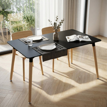 Tavolo piano ABS nero 120x80x75 cm gambe legno