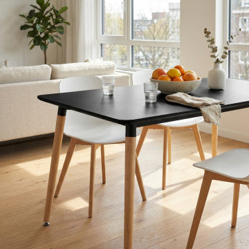 Tavolo piano ABS nero 120x80x75 cm gambe legno