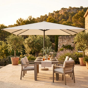 Ombrellone palo centrale alluminio nero telo poliestere beige 400x300 cm