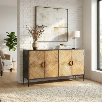 Mobile Derek in metallo e legno, dimensioni 147 x 44 x 85 cm