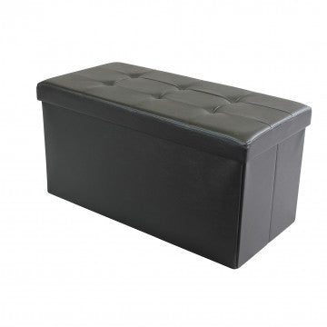 Pouf contenitore rettangolare in ecopelle nero 76x38x38 cm
