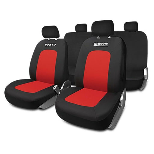 Set di coprisedili Sparco Sport nero e rosso per auto