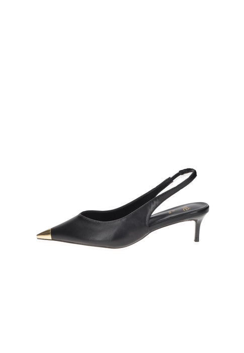 Decollete Dietro Aperto EXE Donna In Ecopelle Con Cinturino E Sottopiede Imbottito, Tacco Alto 6 Cm Fondo Gomma