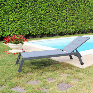 Lettino in alluminio verniciato e textilene imbottito, 198x61 cm