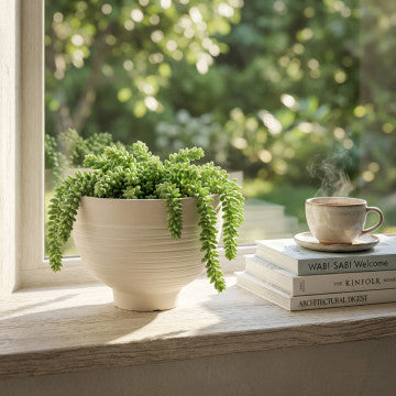 Vaso medio in fibra sintetica colore bianco con diametro 39 cm e altezza 28 cm