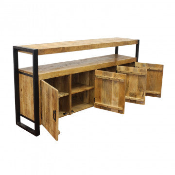 Mobile in legno di mango con 4 ante, 180x40x90 cm, struttura in metallo