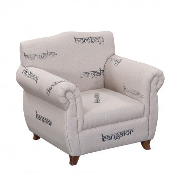 Poltrona struttura legno mango, rivestimento in stoffa, 76x76x90 cm
