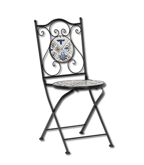 Chaise pliante Mykonos en céramique et acier résistant à l'extérieur