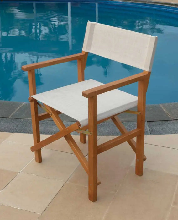 Sedia regista pieghevole in acacia – Braccioli, tessuto ecrù