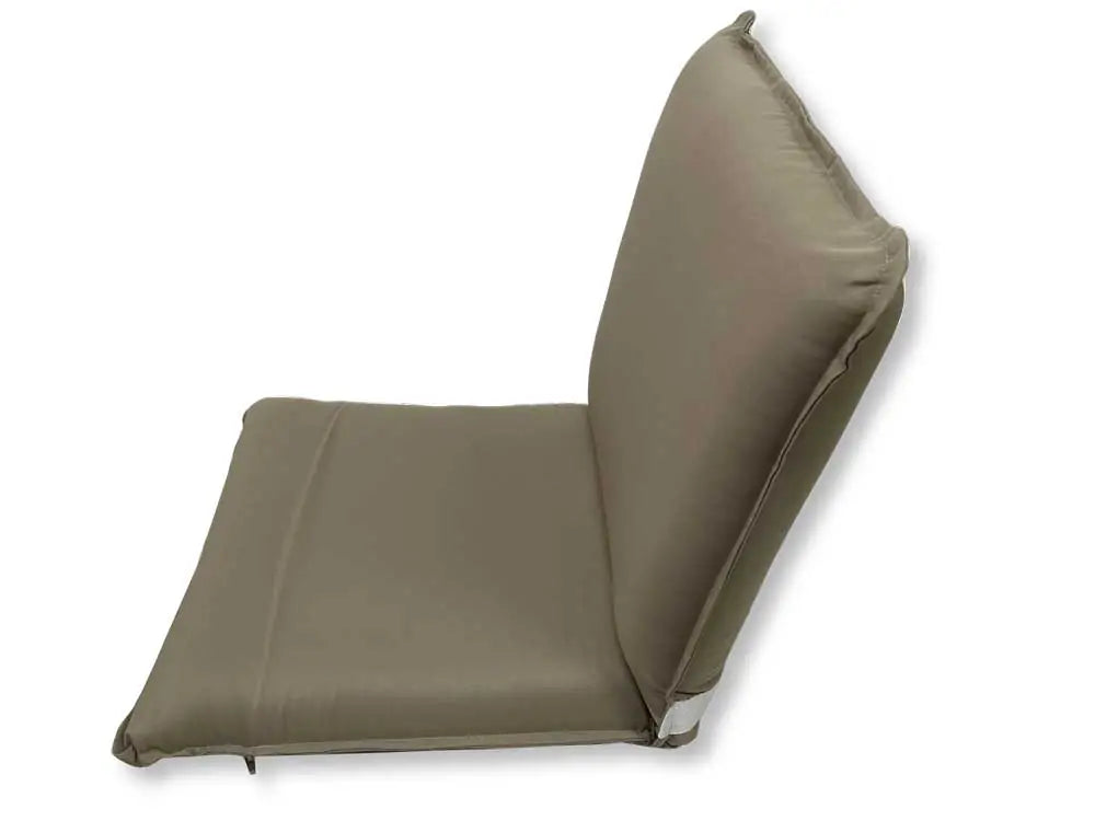 Cuscino pieghevole per sedia, dimensioni 93x45x10 cm, rivestimento in tessuto beige, ideale per spiaggia e campeggio, con schienale imbottito