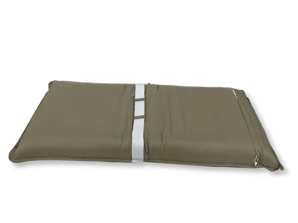 Cuscino pieghevole per sedia, rivestimento beige, con cerniera e cinturino di chiusura, facile da trasportare e riporre, perfetto per outdoor