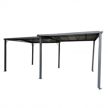 Gazebo allungabile in alluminio e policarbonato 296-570x287x240 cm
